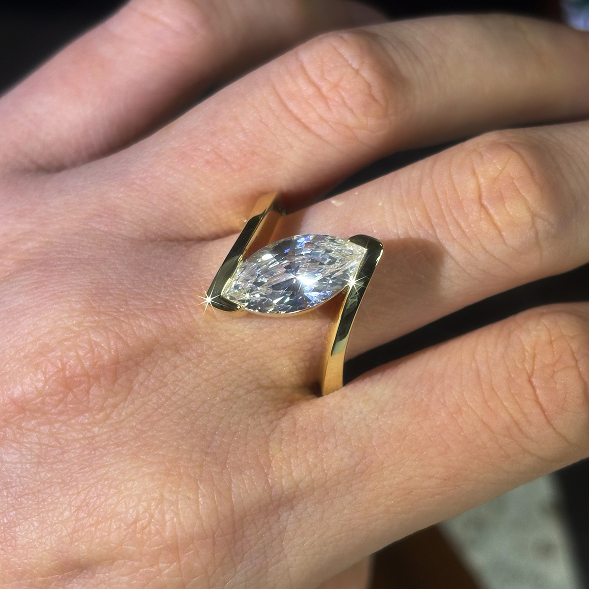 3ct Marquise Cut White Sapphire Engagement Ring