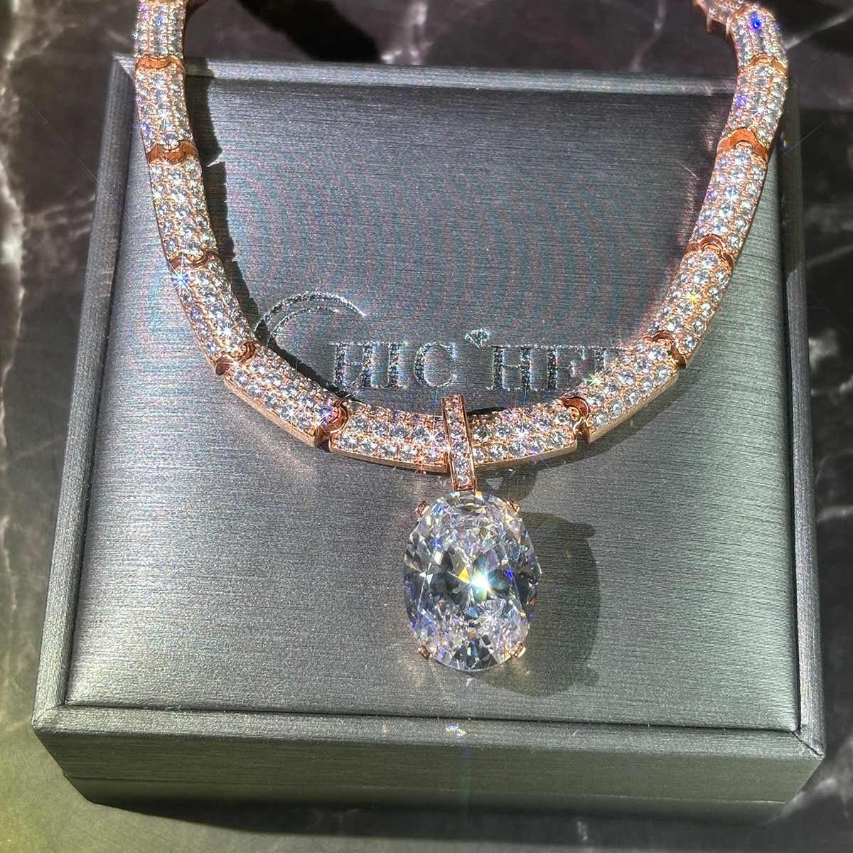 Luxury Oval Cut White Sapphire Choker Necklace