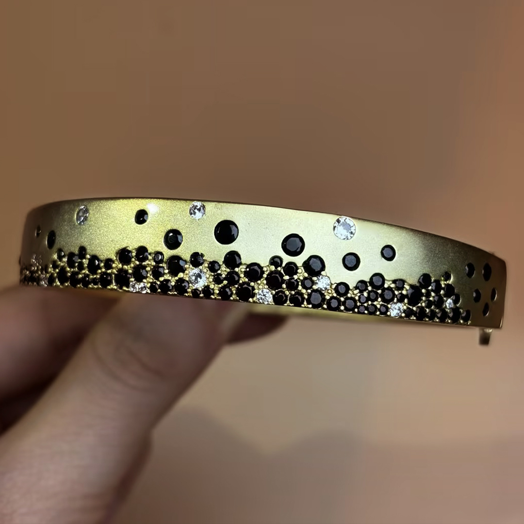 Scattered Black&White Sapphire Confetti Bangle Bracelet