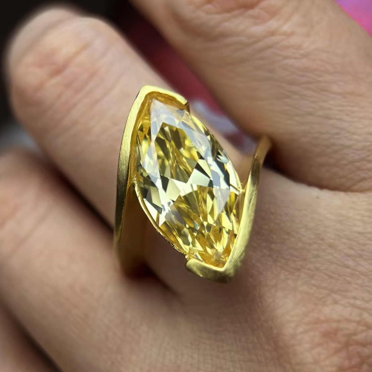 10ct Marquise Cut Yellow Sapphire Solitaire Ring