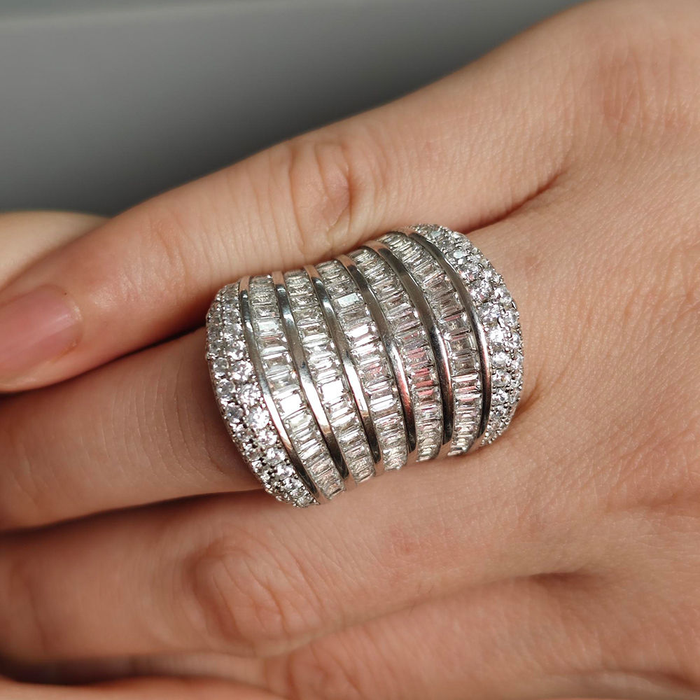 11.5ct Baguette&Round Cut Diamond Wide Band Ring