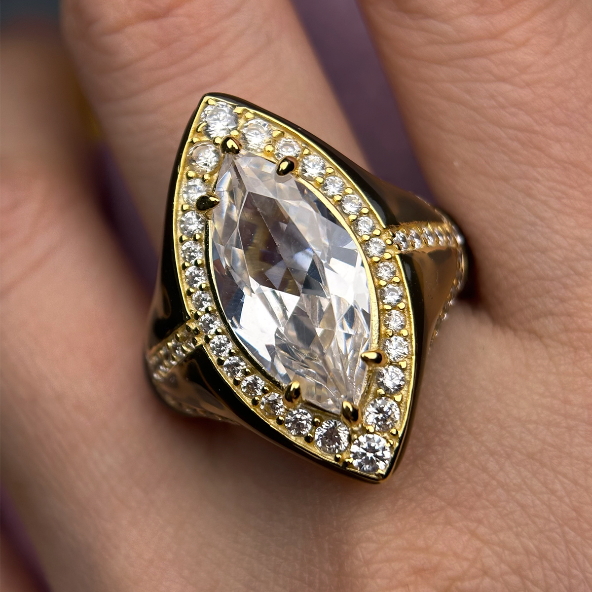 5ct Marquise Cut White Sapphire Engagement Ring