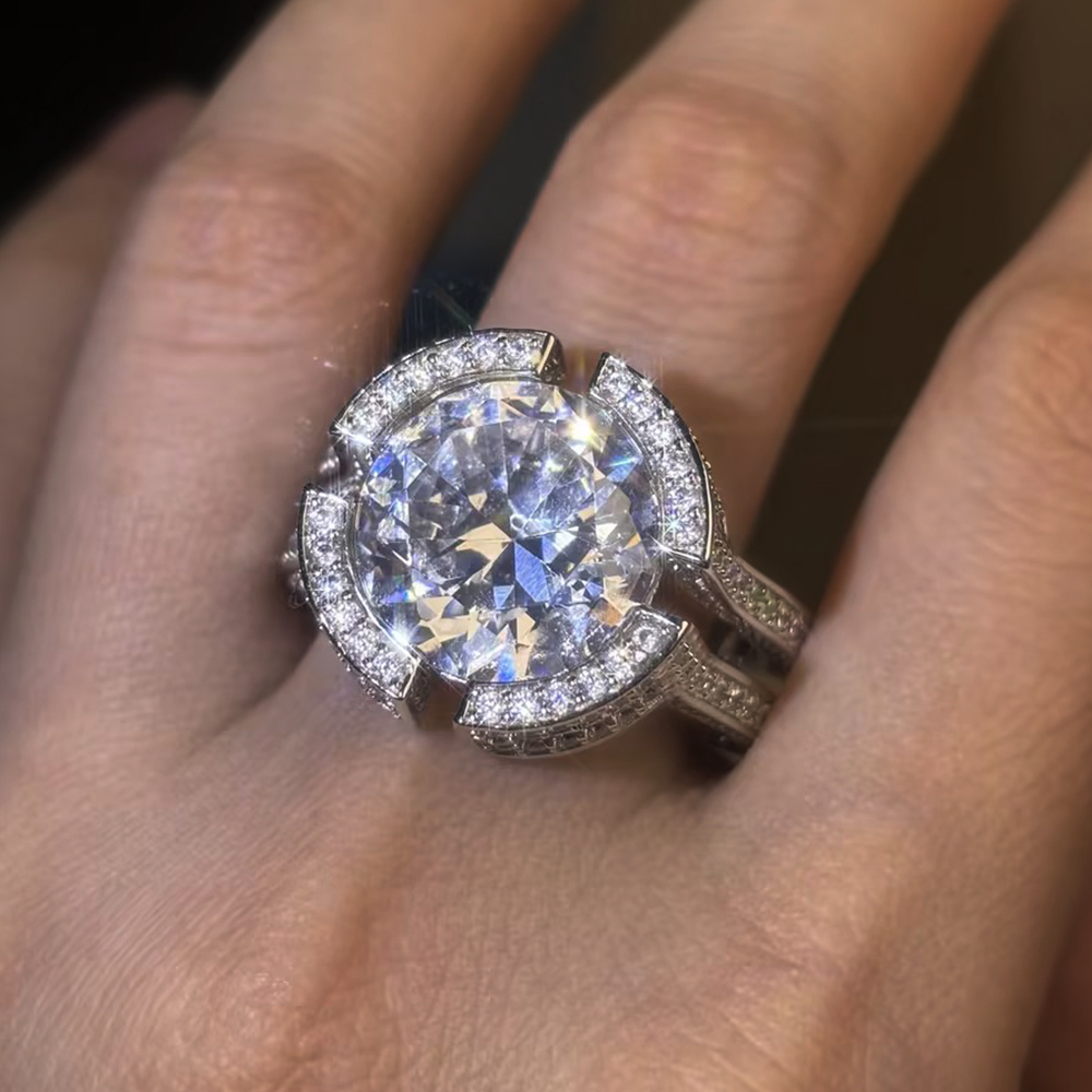 5ct Round Cut White Sapphire Cocktail Ring