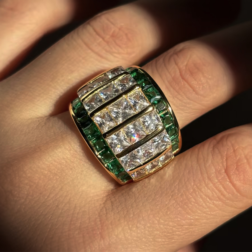 8.35ct Asscher Cut Emerald Sapphire Cocktail Ring