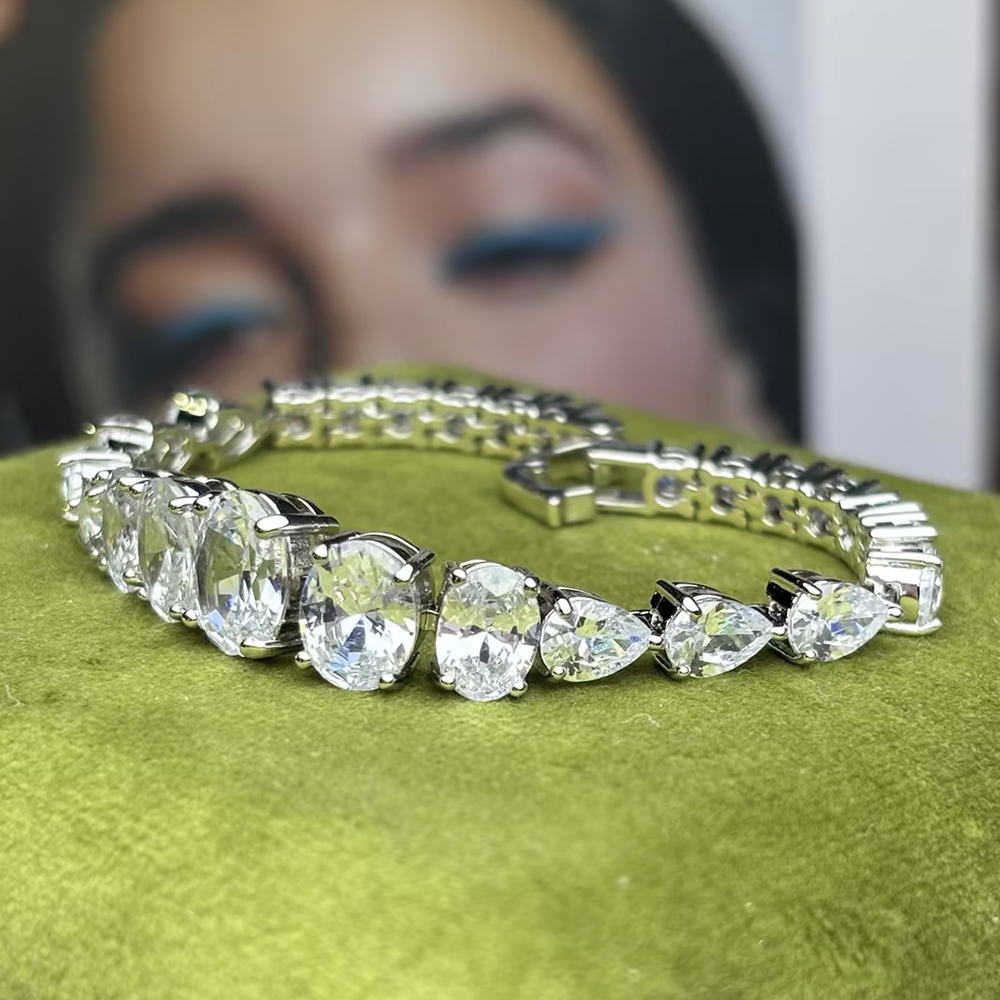 Oval & Pear Cut White Sapphire Bracelet