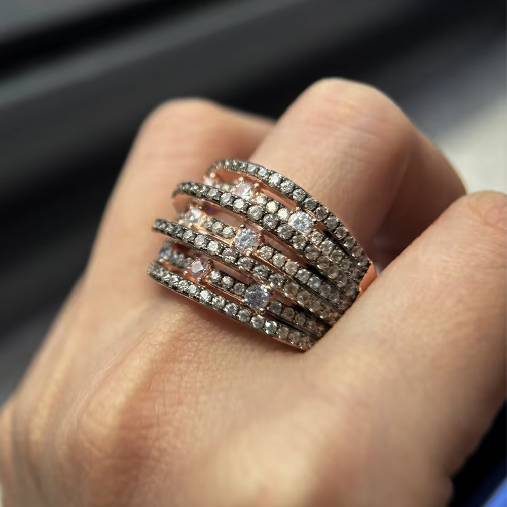 Round Cut  Multi-Row White Sapphire Eternity Ring