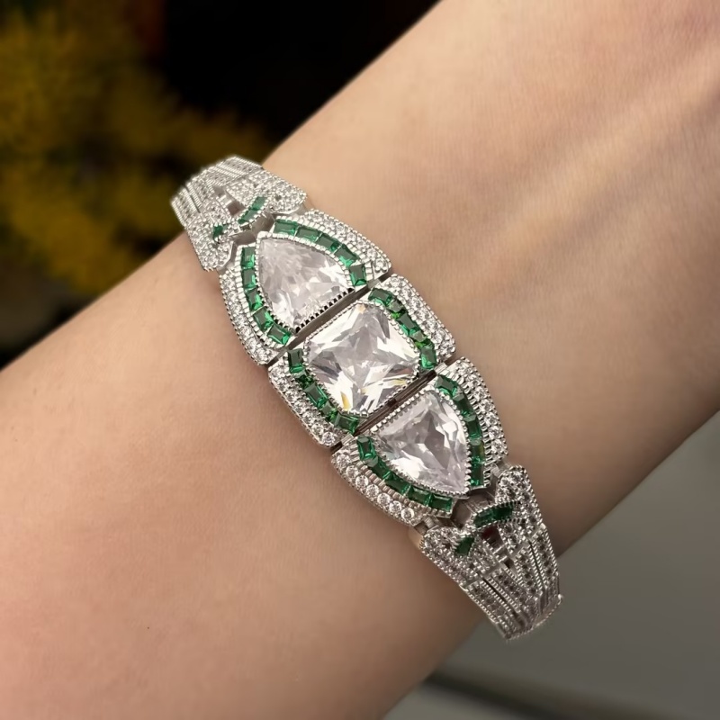 Art Deco Asscher & Shield Cut White Sapphire Bracelet