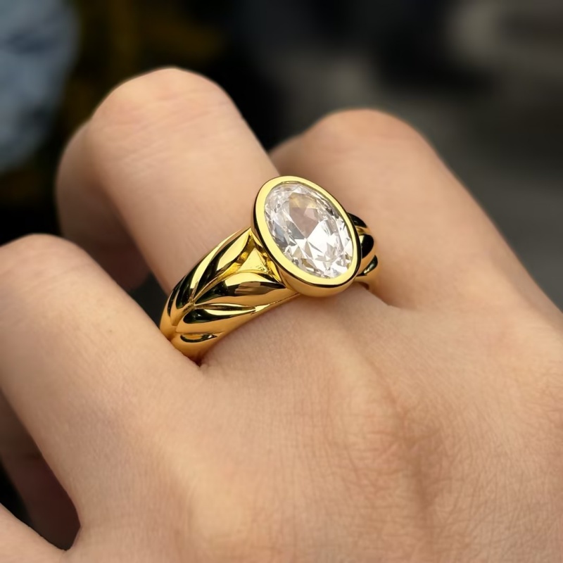 Original Design - 2ct Oval Cut White Moissanite Engagement Ring