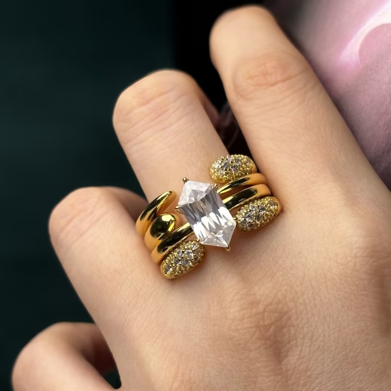 Fashion 3.75ct Dutch Marquise Cut White Sapphire Stacking Wedding Set / 4pcs