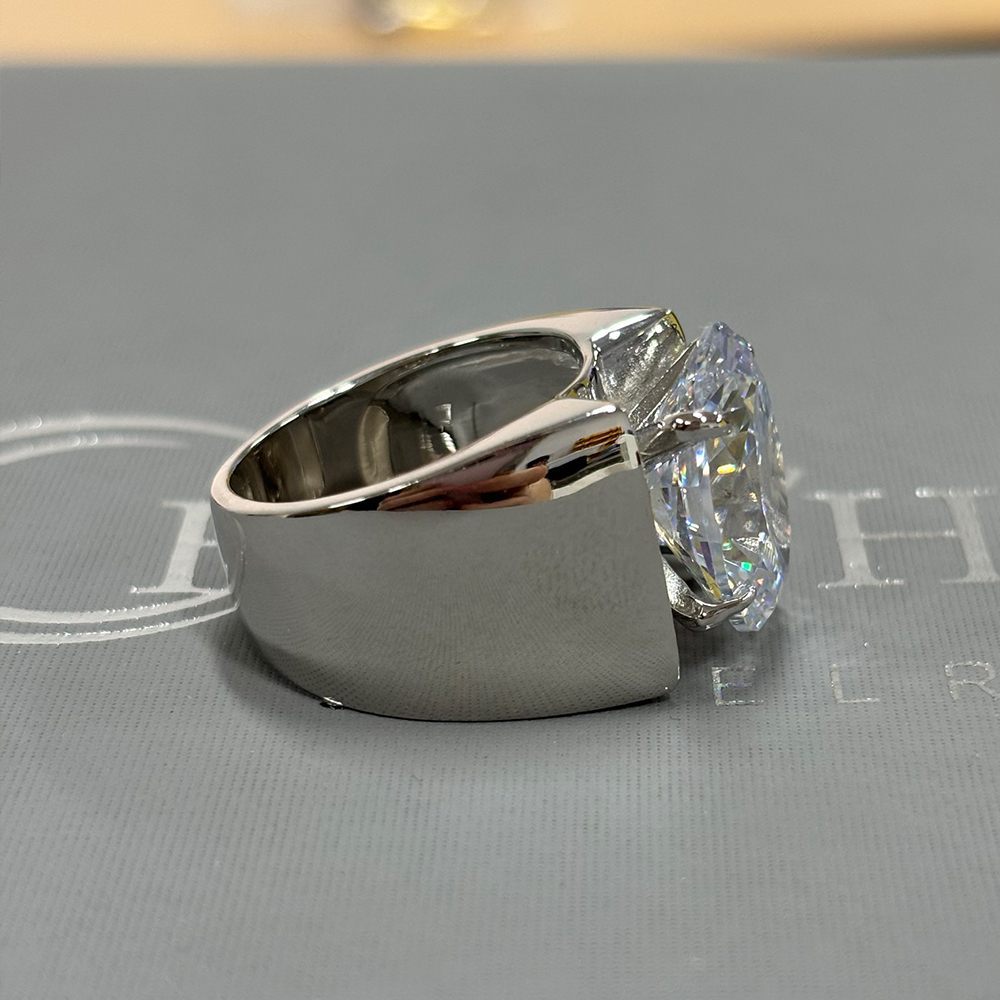 5ct Channel Setting Oval Cut White Sapphire Men's Ring