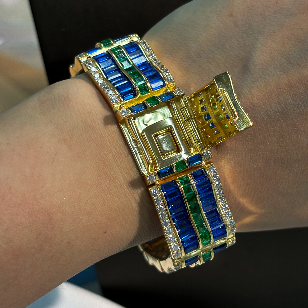 Channel Setting Three Tone Gemstone Bracelet