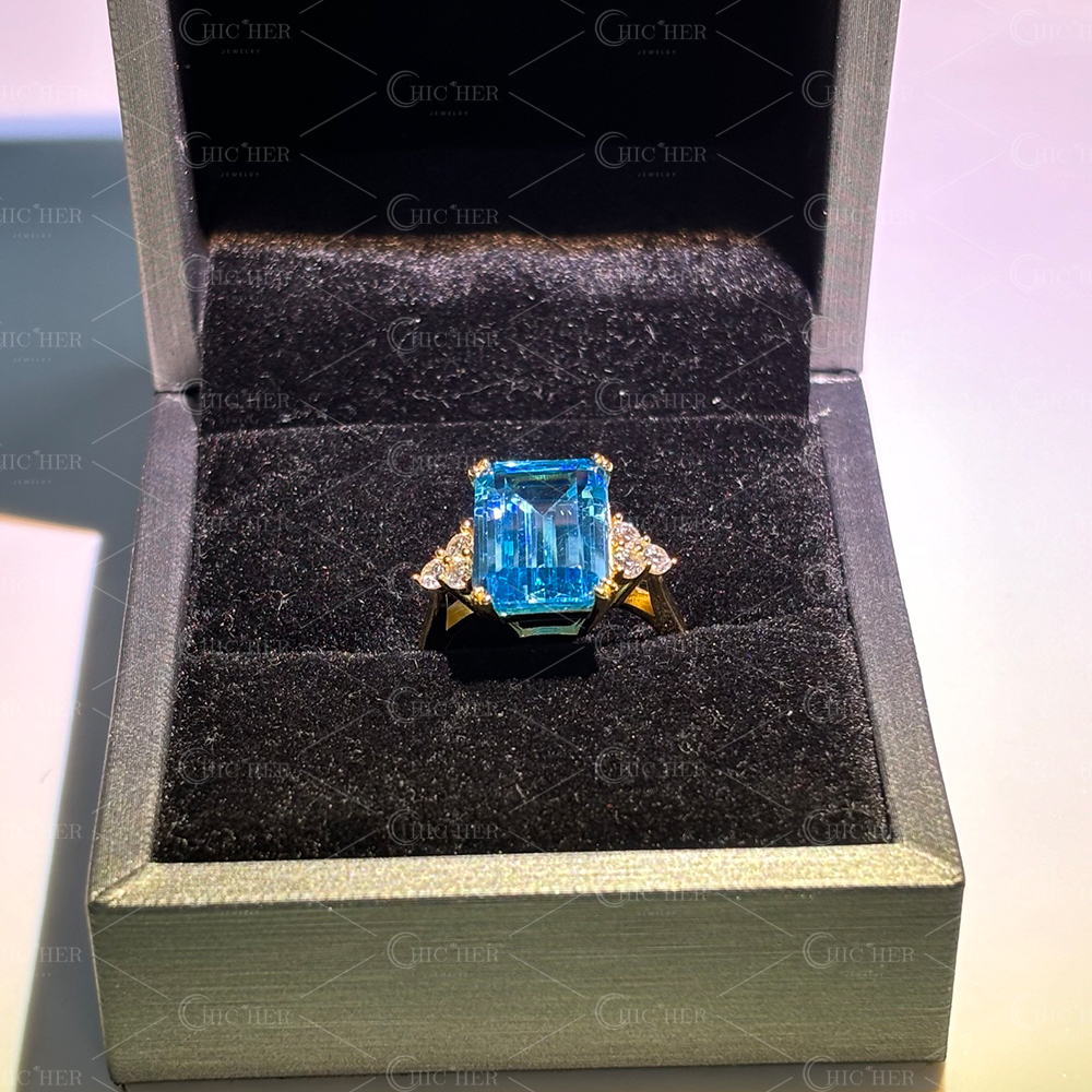 7ct Princess Diana Aquamarine Ring Meghan Markle Cocktail Ring