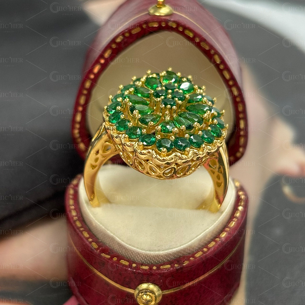 7.25ct Pear Cut Green Sapphire Ring