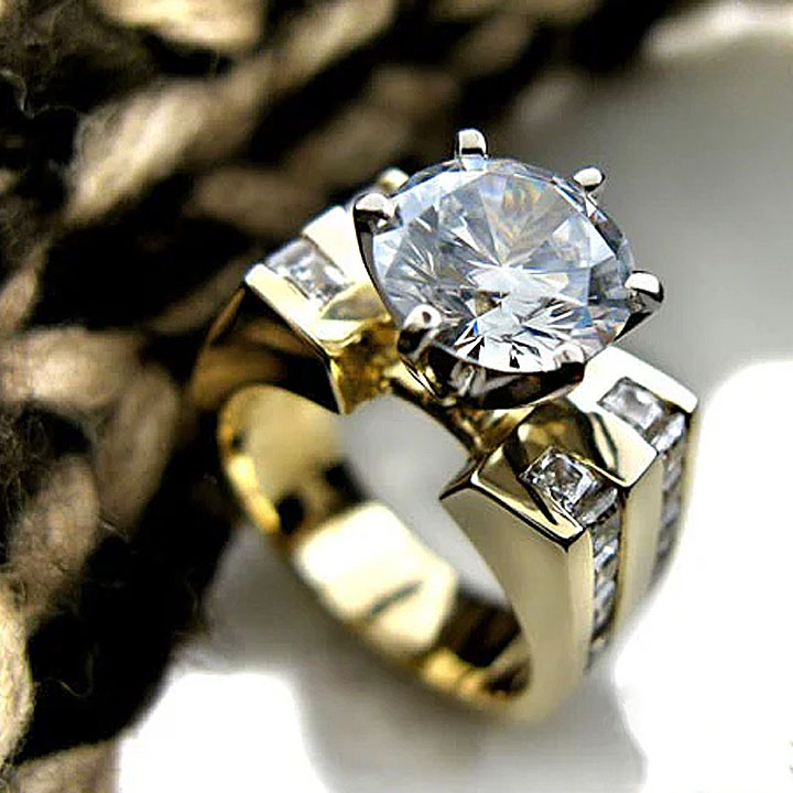 3ct Channel Setting  Round Cut Engagement Ring