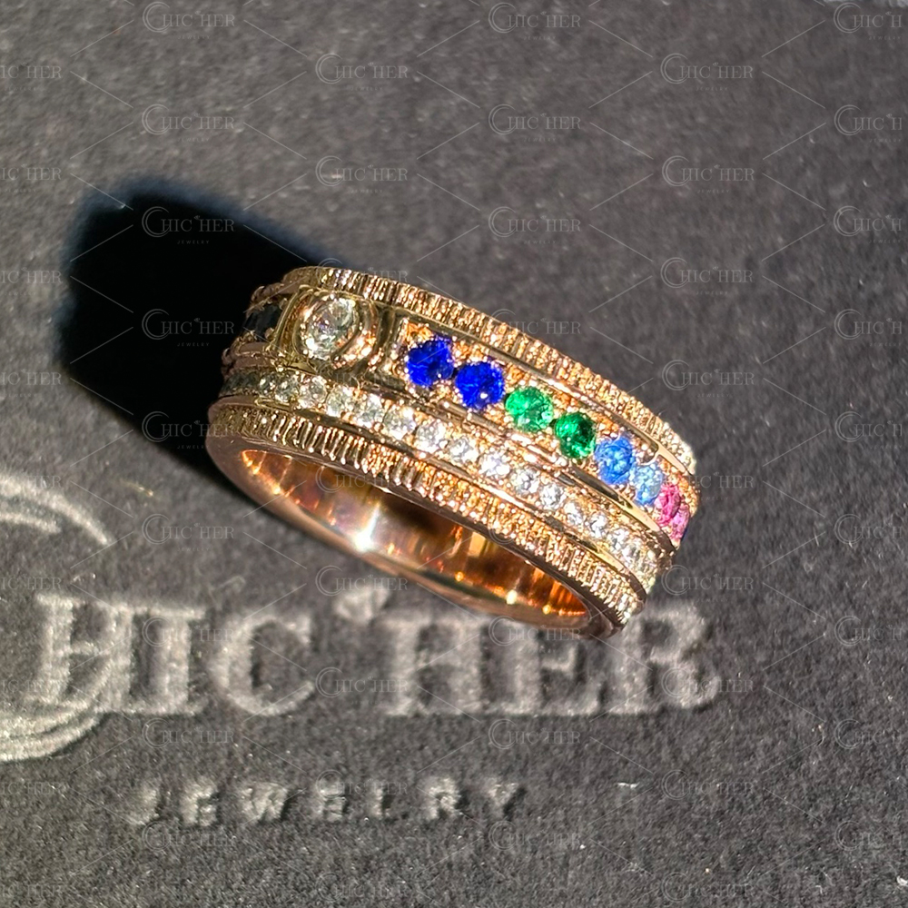 Channel Setting 1.68ct Rainbow Sapphire Wedding Band