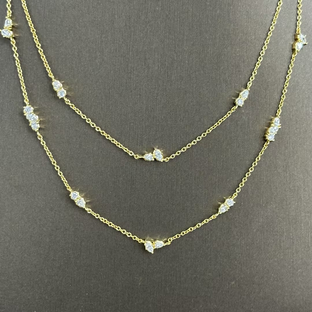 Double Layer White Sapphire Necklace