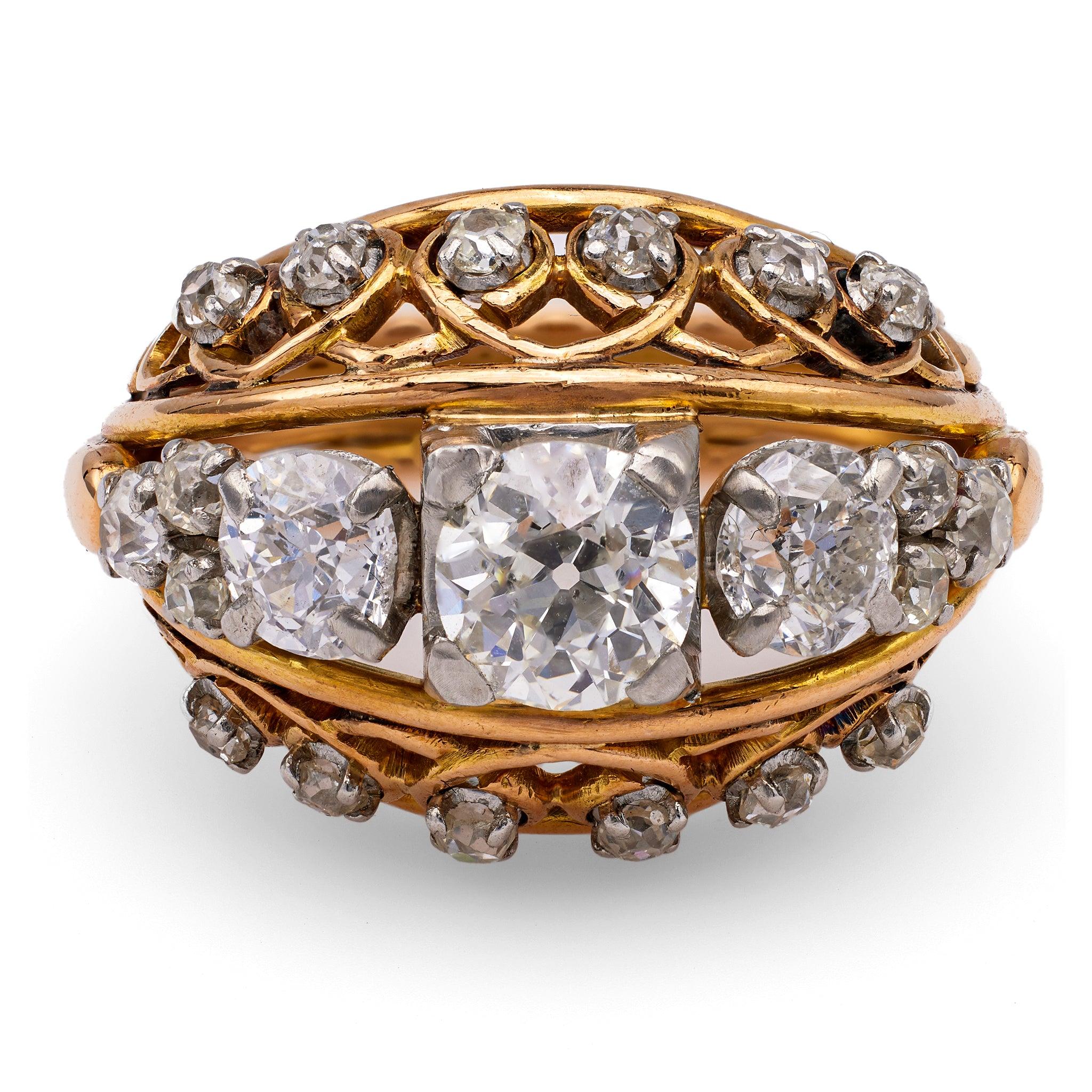 Vintage 7ct Round Cut White Sapphire Dome Ring