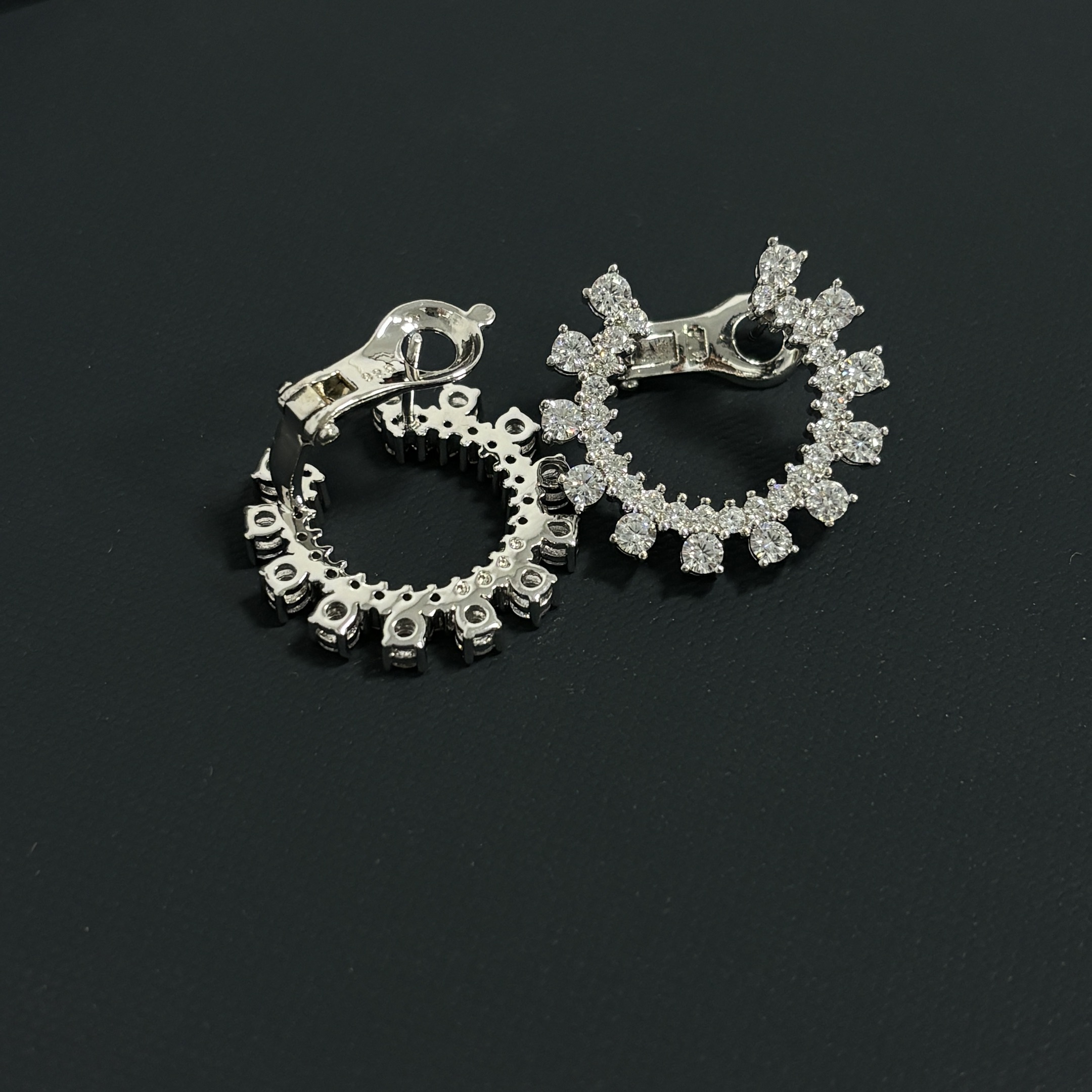 Unique Round Cut White Sapphire Hoop Earrings