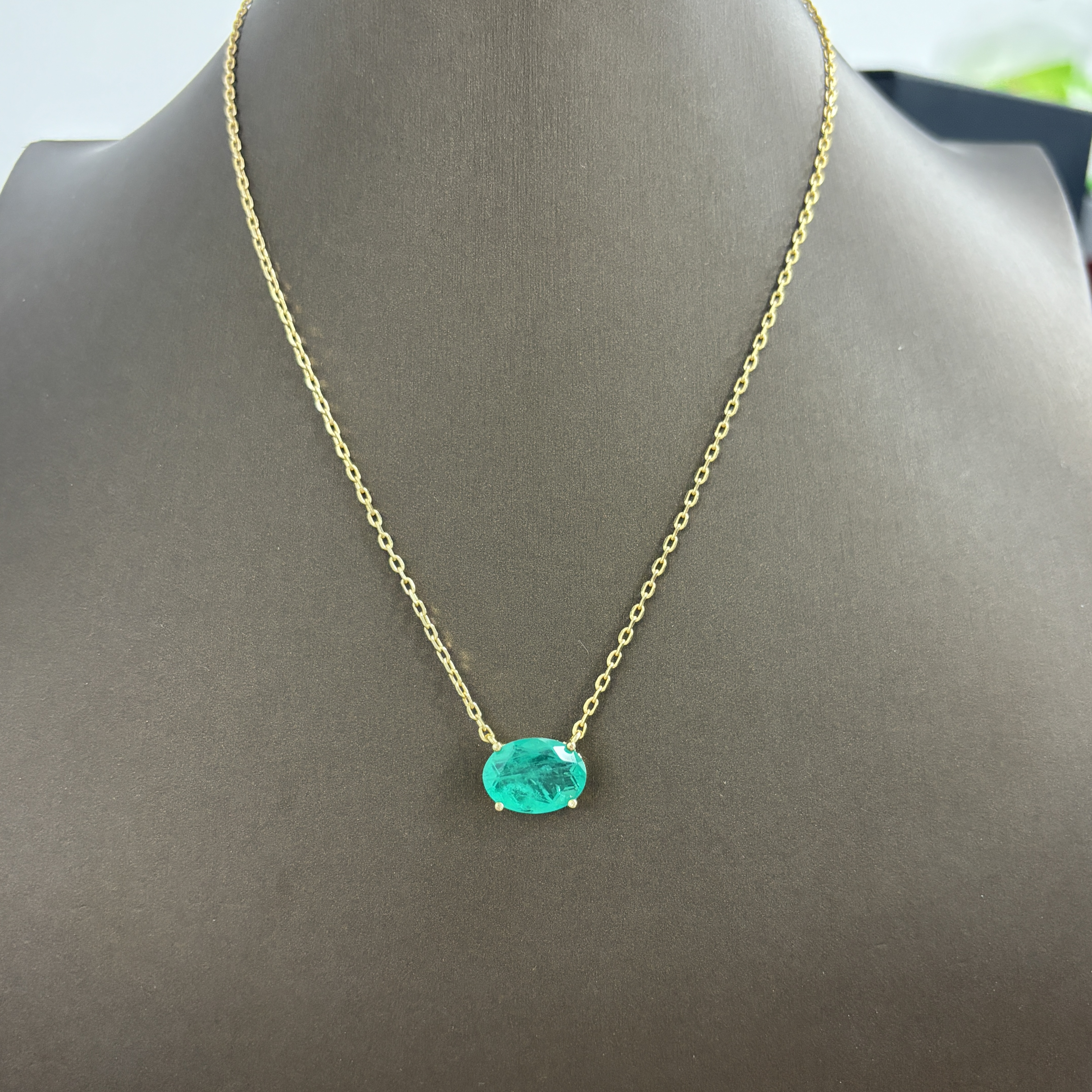 Oval Cut Green Sapphire Pendant Necklace