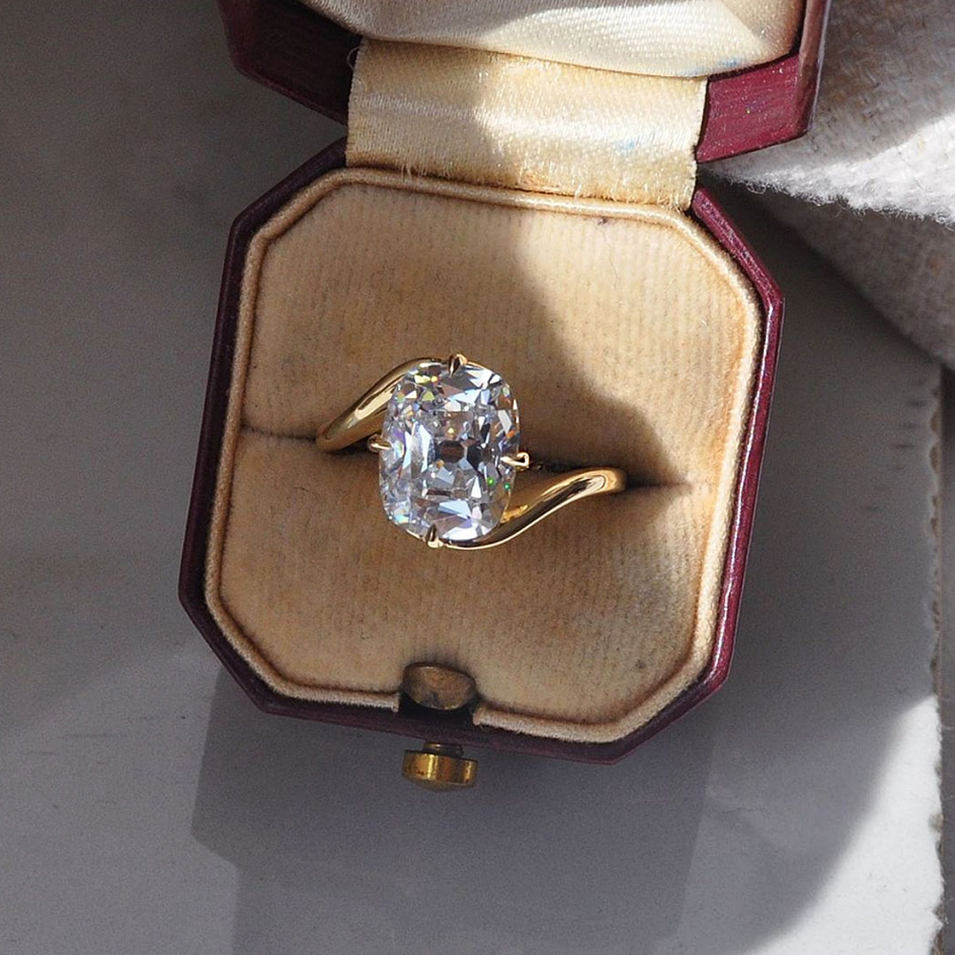 5ct Cushion Cut White Sapphire Wedding Set