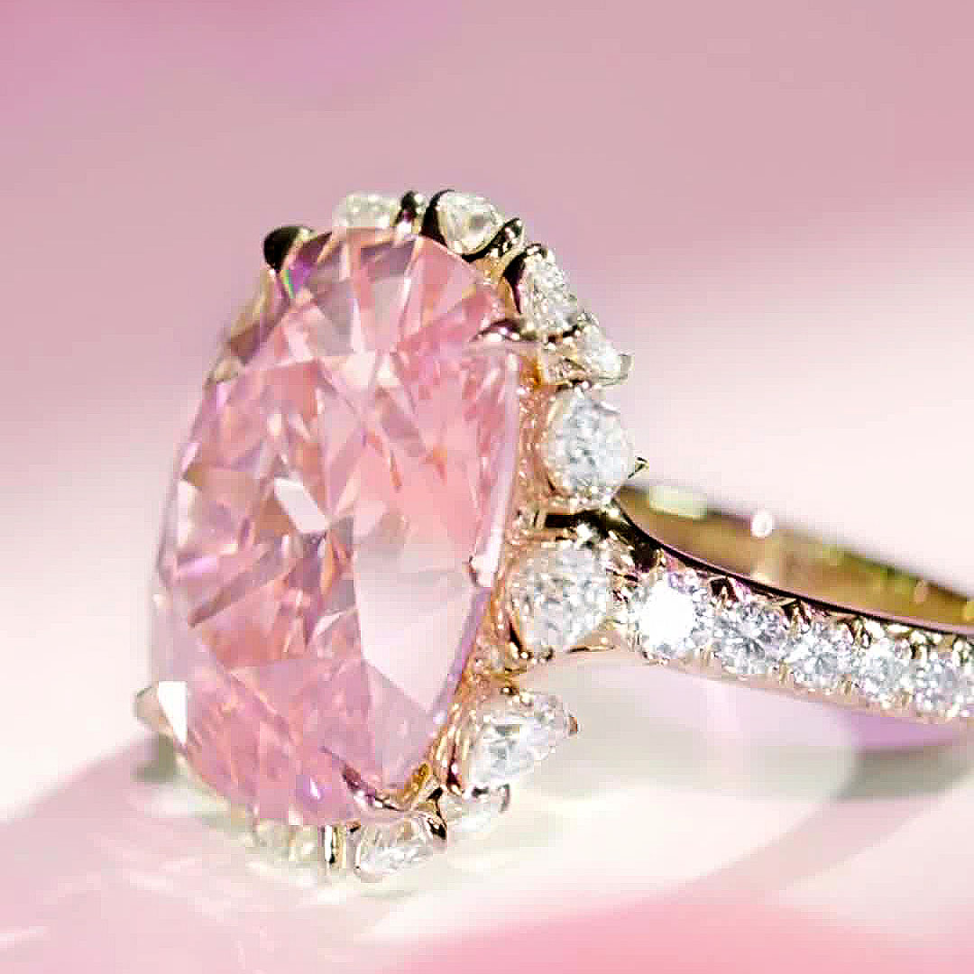 8.75ct Cushion Cut Fancy Pink Sapphire Engagement Ring