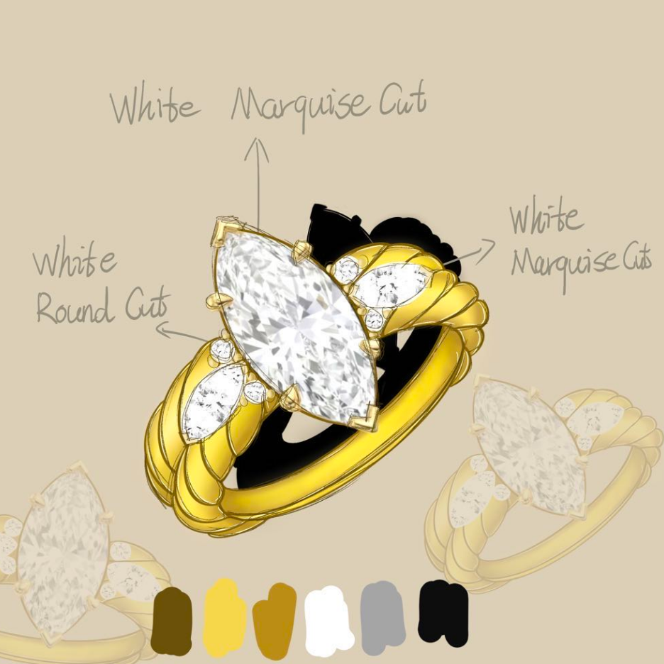 Original Design - 1.5ct Marquise Cut White Sapphire Engagement Ring