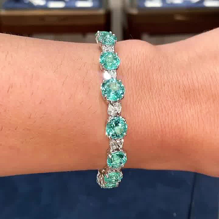 Round&Pear Cut Aquamarine Sapphire Bracelet