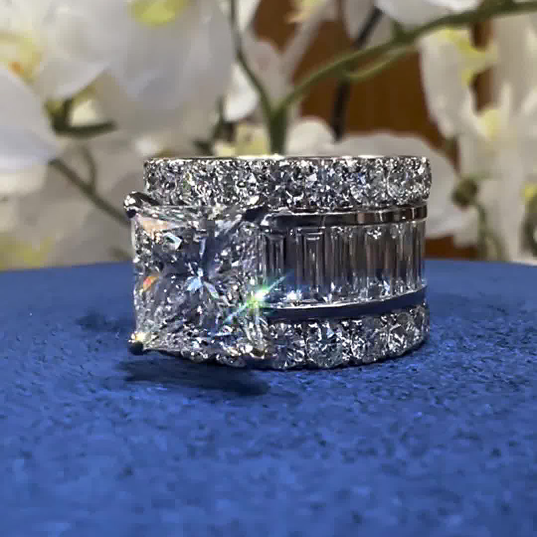 5ct Princess Cut White Sapphire Engagement Ring