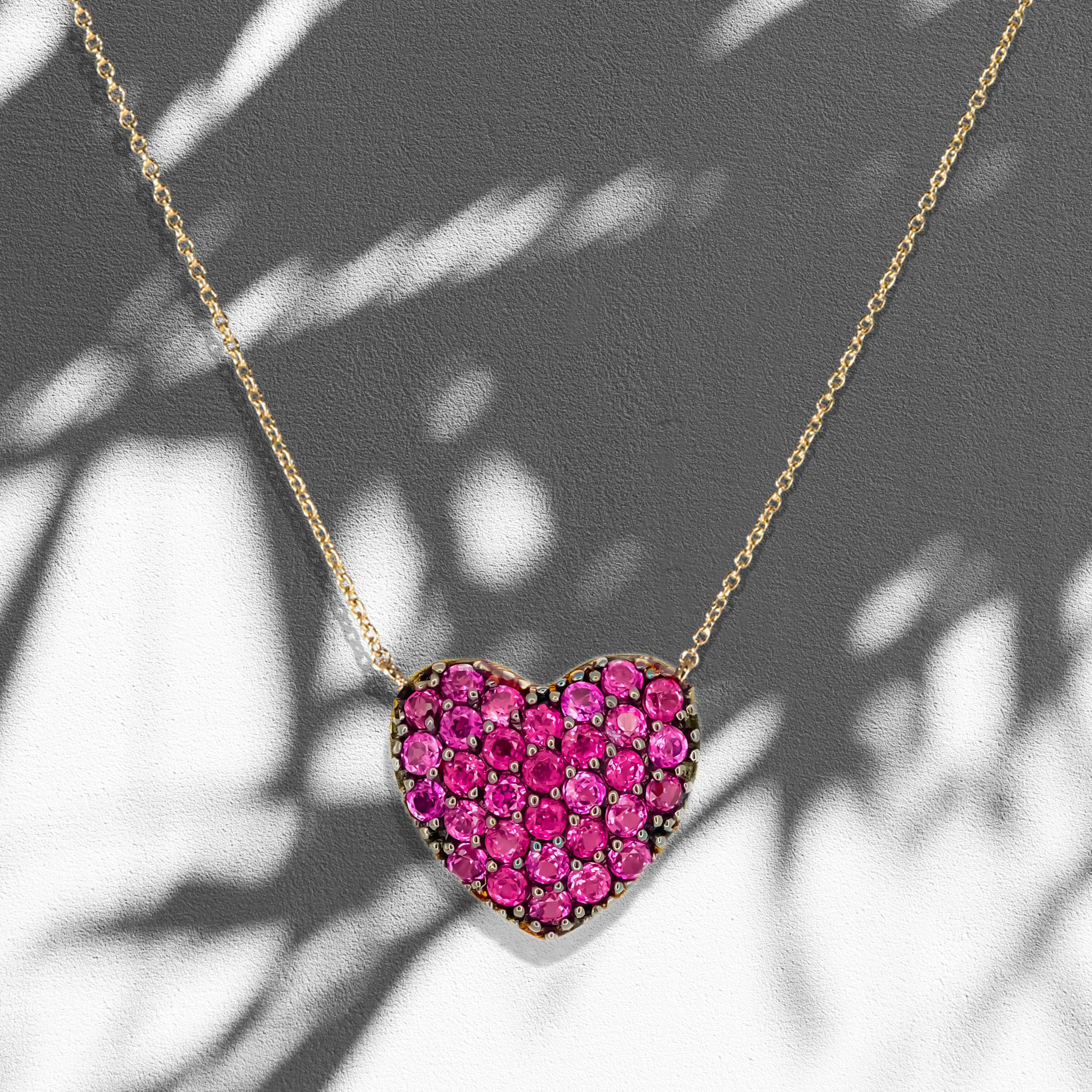 Heart Shape Round Cut Pendant Necklace