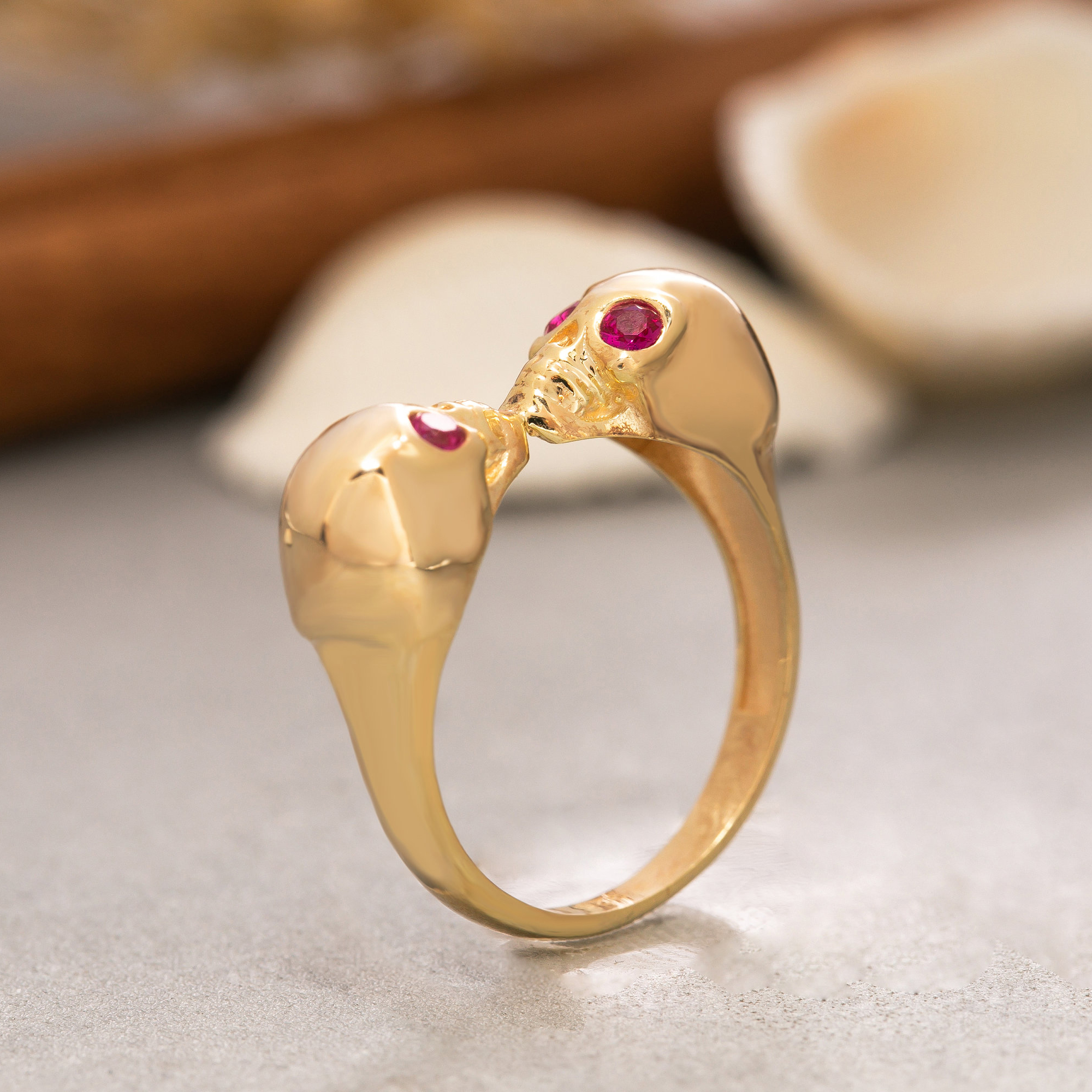 1ct Special design Round Cut Ruby Skull Ring