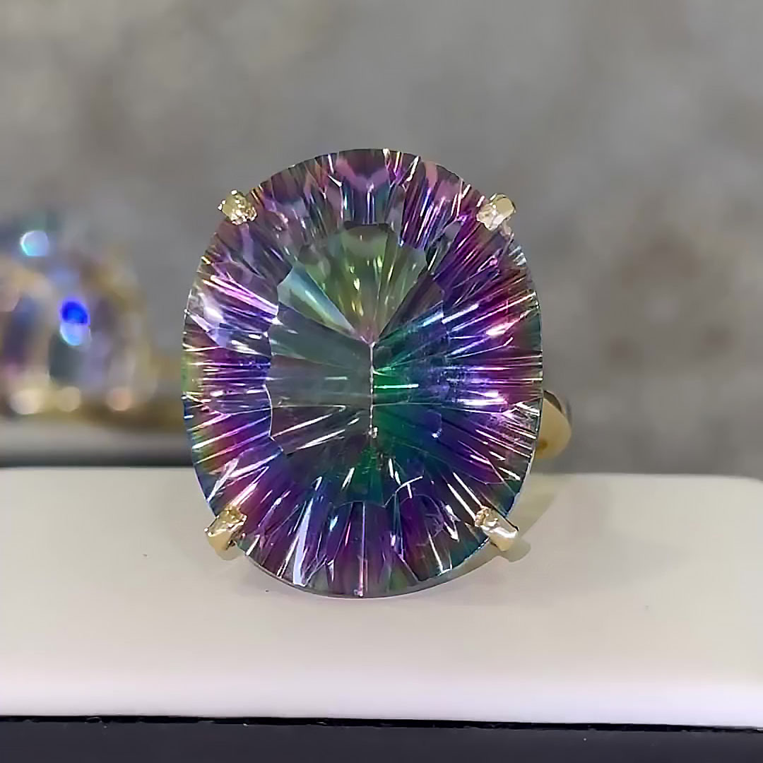 8ct Oval Cut Mysterious Yellow Jade Gold Ring