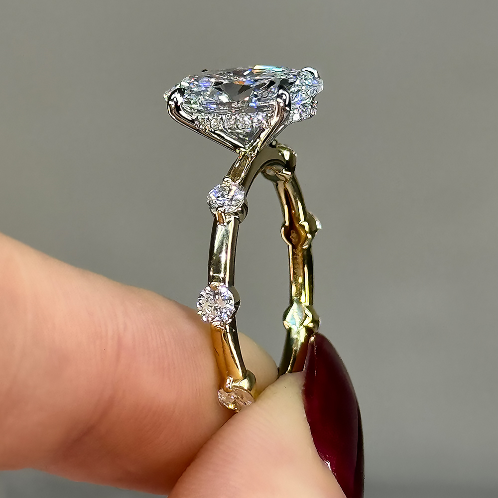 3.02ct Oval cut White Sapphire Engagement Ring