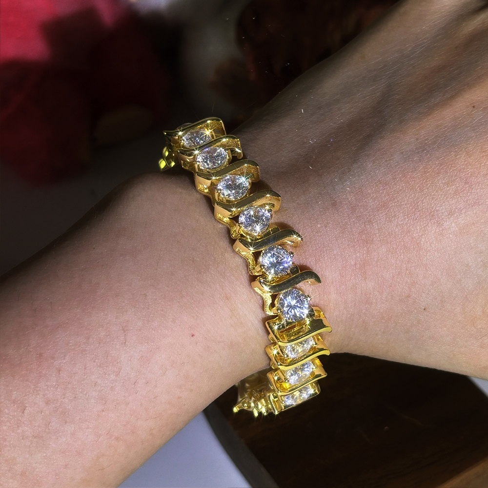 S Link Round Cut Diamond Bracelet