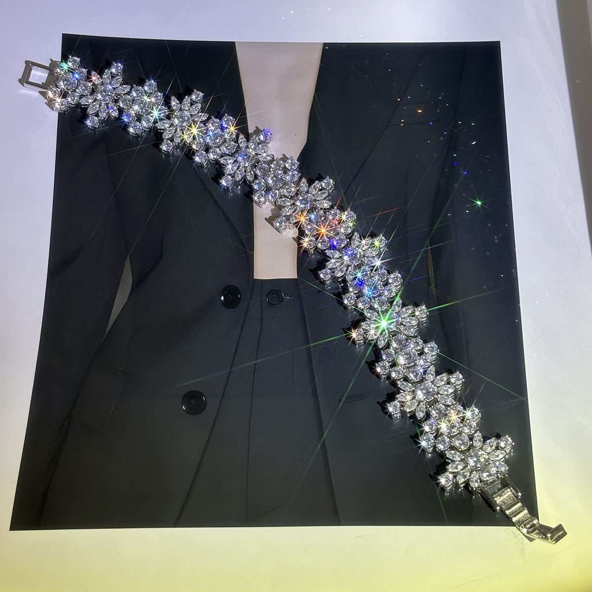 Art Deco Round&Marquise Cut White Sapphire Bracelet