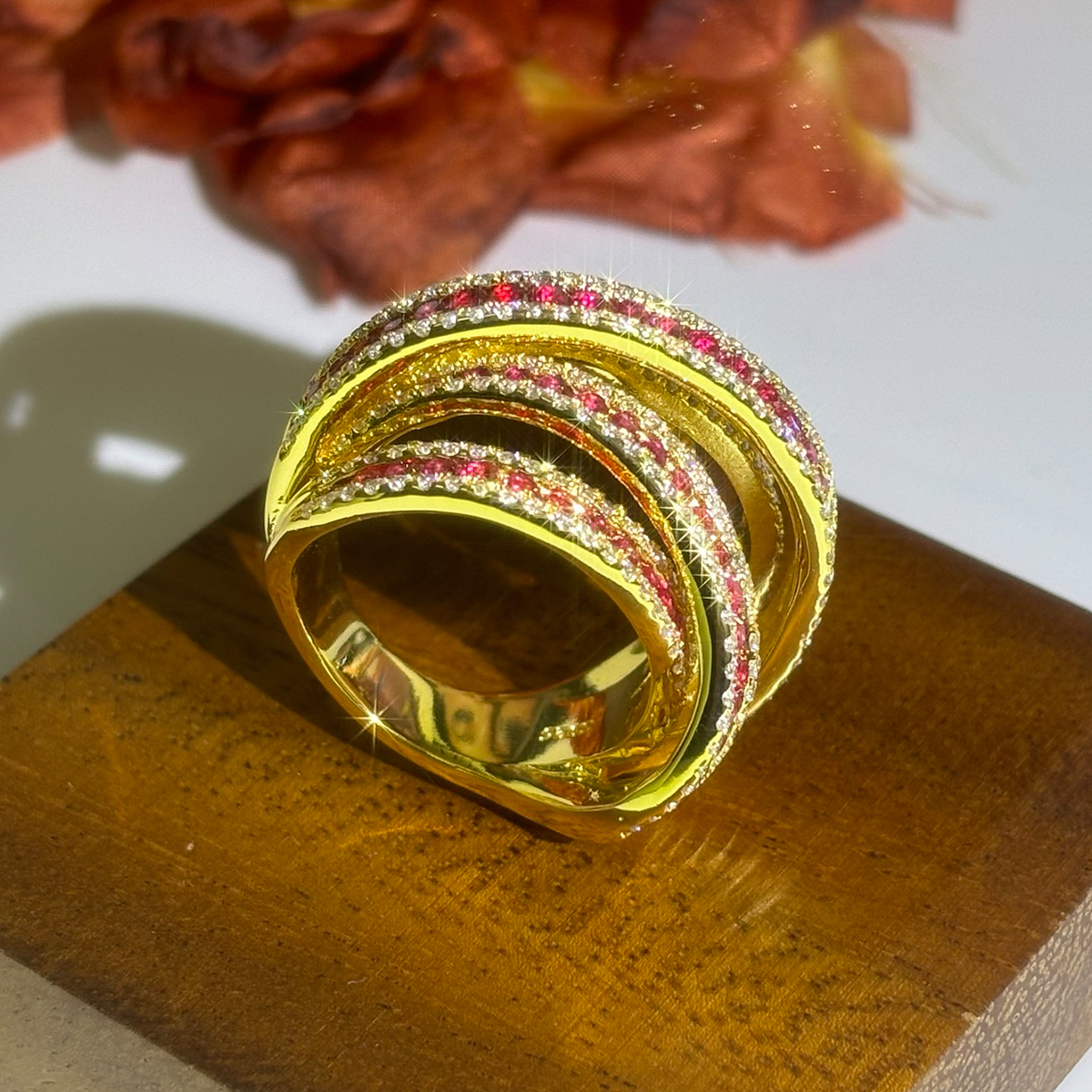 4.35ct Bypass Design Ruby Eternity Ring