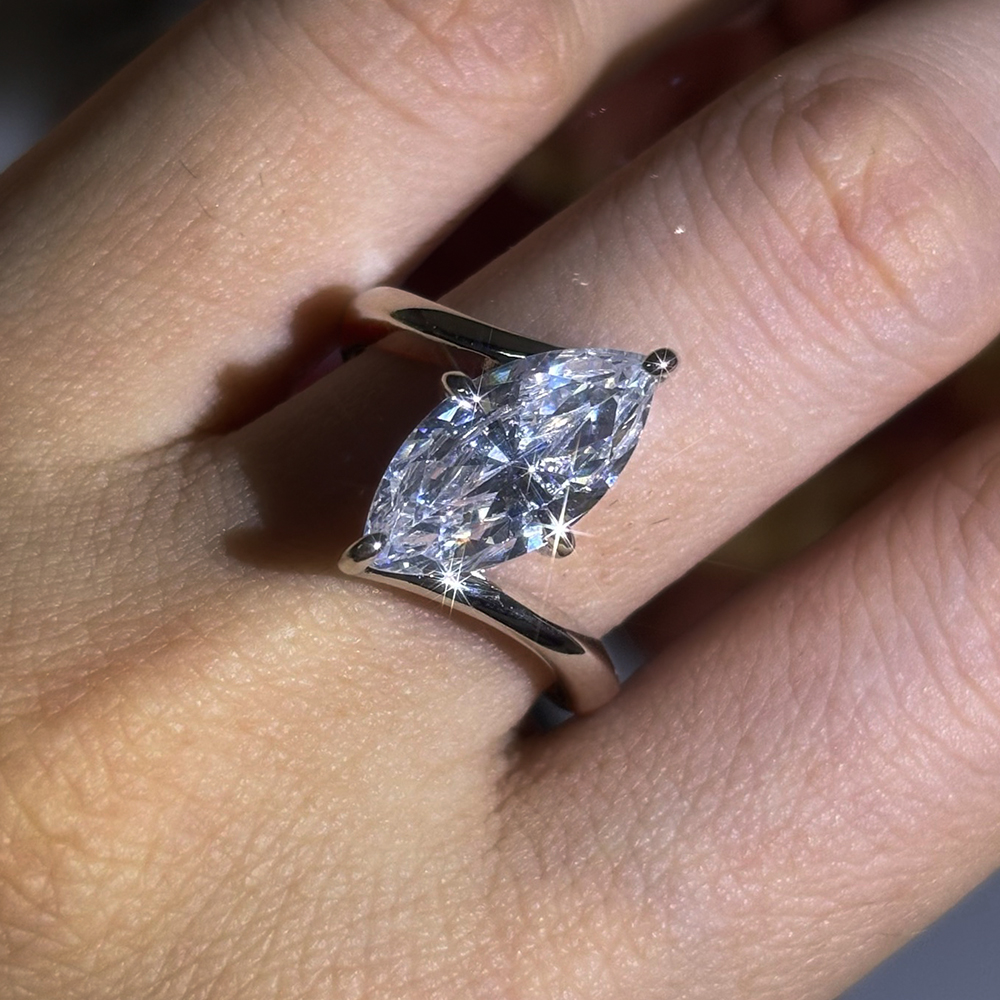 3ct Marquise Cut White Sapphire Stackable Ring