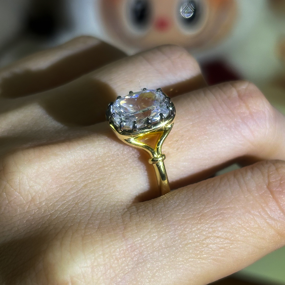 Vintage Design 3ct Cushion Cut White Sapphire Engagement Ring