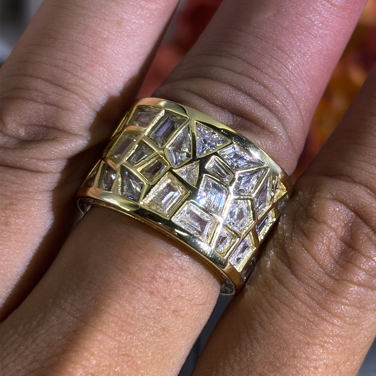 4.8ct Irregular Cut  White Sapphire Band for Men