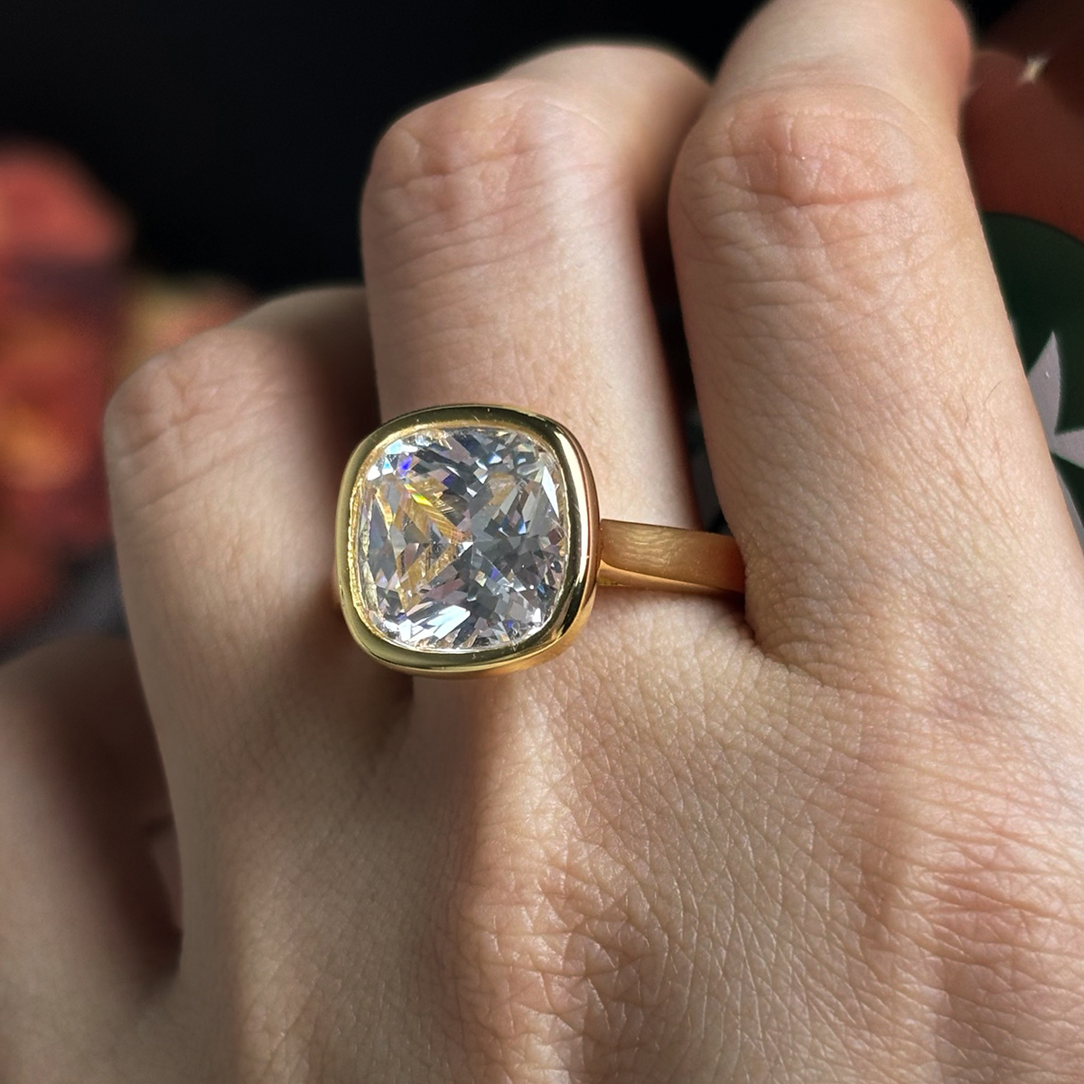 5ct Cushion Cut White Sapphire Solitaire Ring