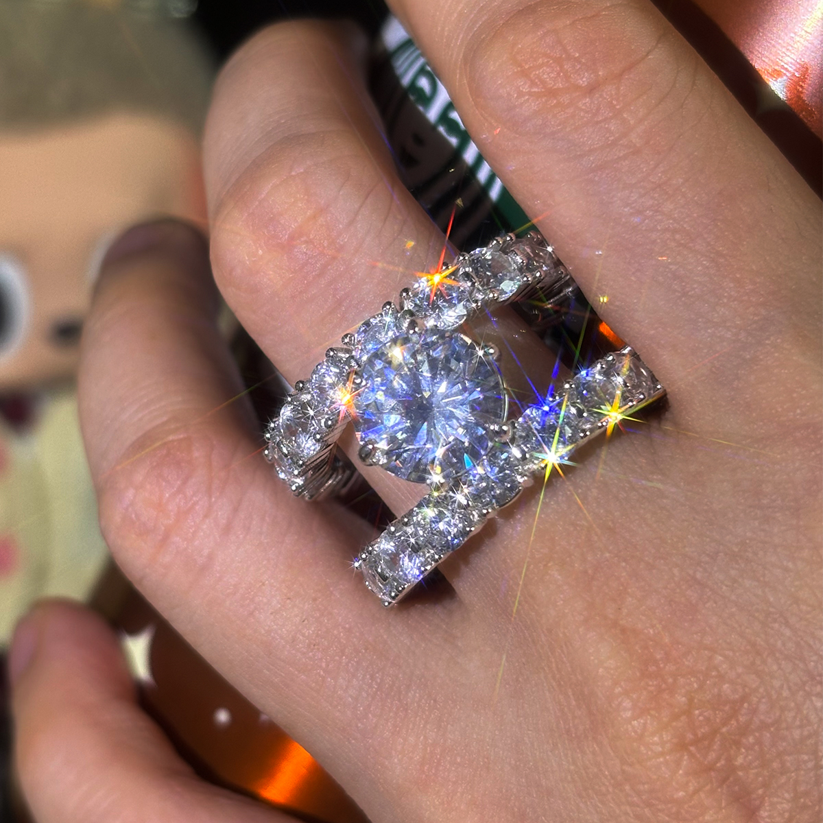 5ct Round Cut White Sapphire Sapphire Ring for Men