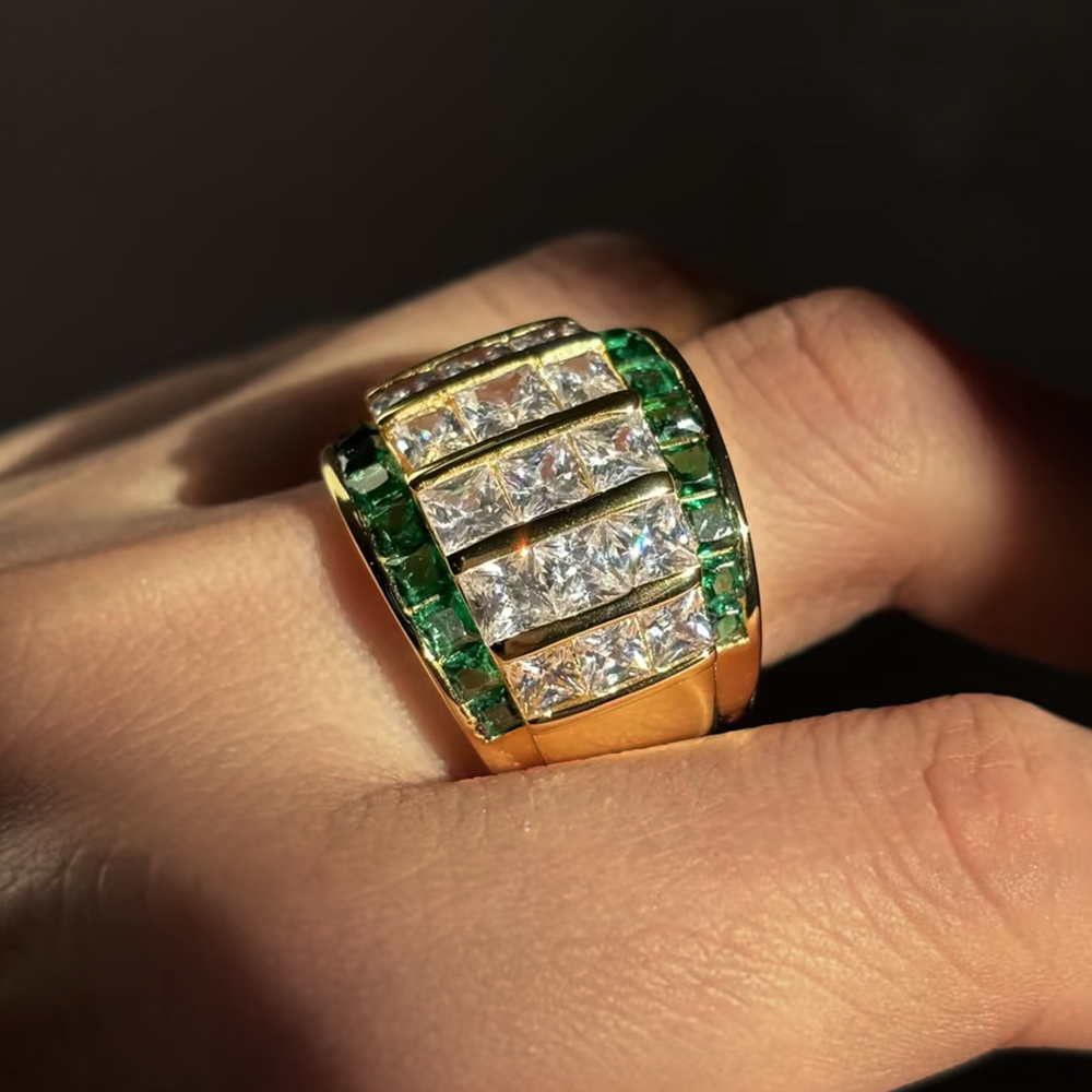 8.35ct Asscher Cut Emerald Sapphire Cocktail Ring