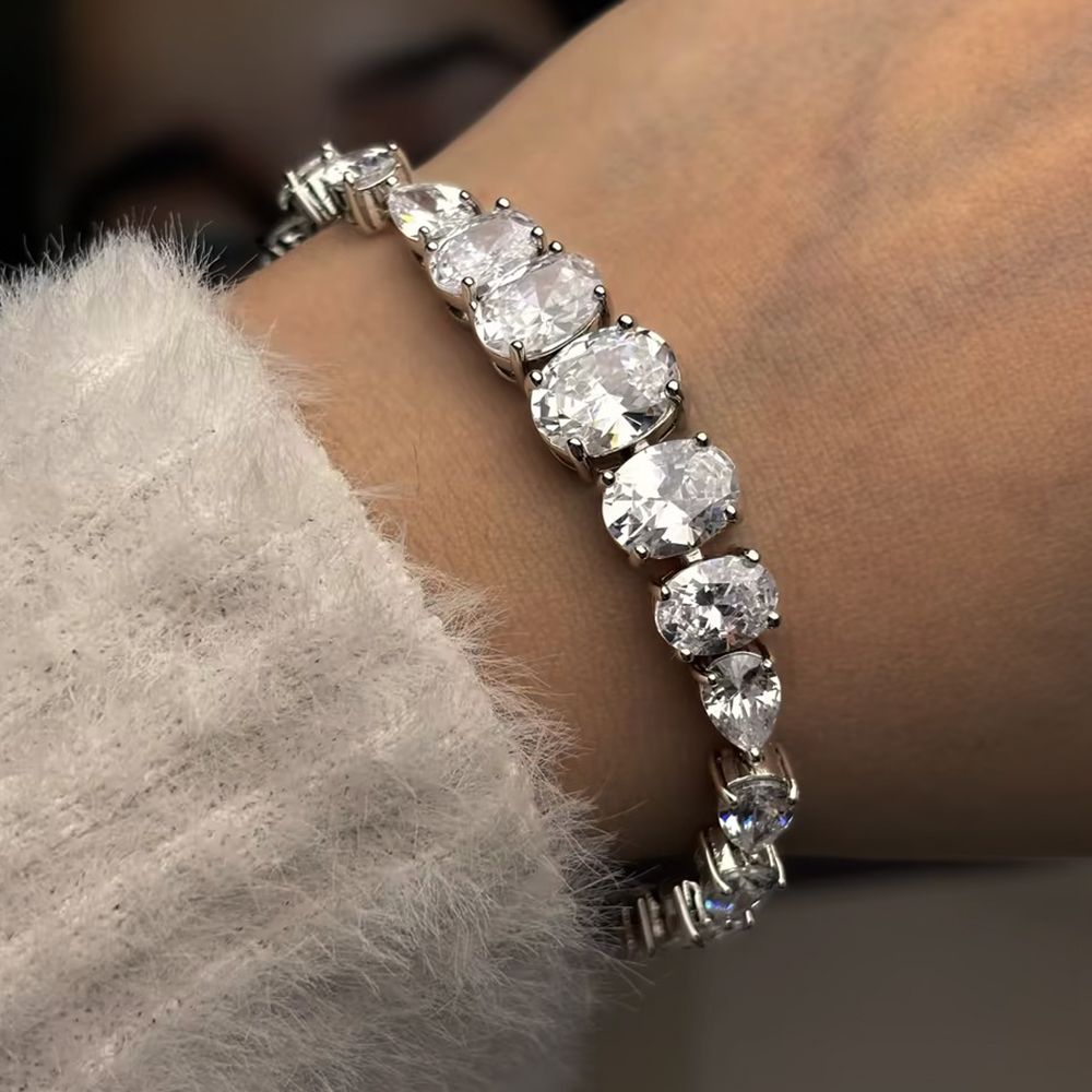 Oval & Pear Cut White Sapphire Bracelet