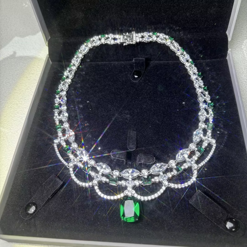 Original Design - Fashion Emerald & White Sapphire Necklace
