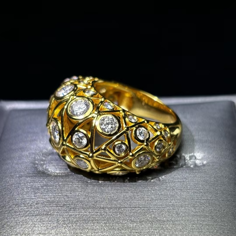 Original Design - Round Cut Moissanite Hollow Wedding Band