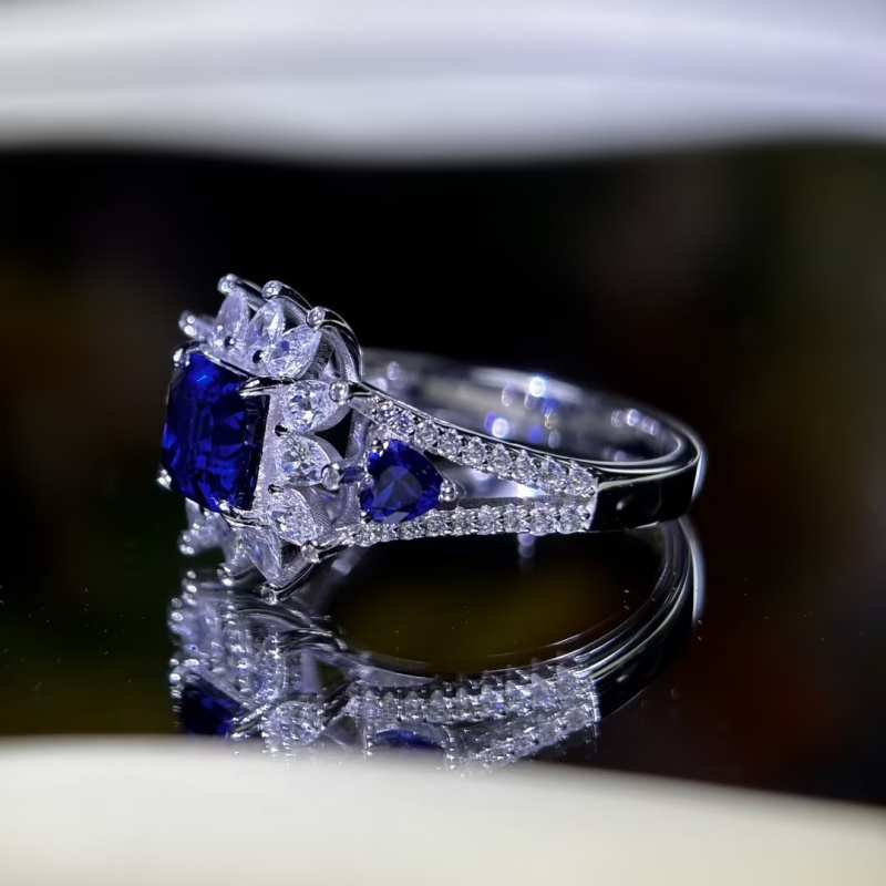 3.25ct Asscher Cut Sapphire Halo Cocktail Ring