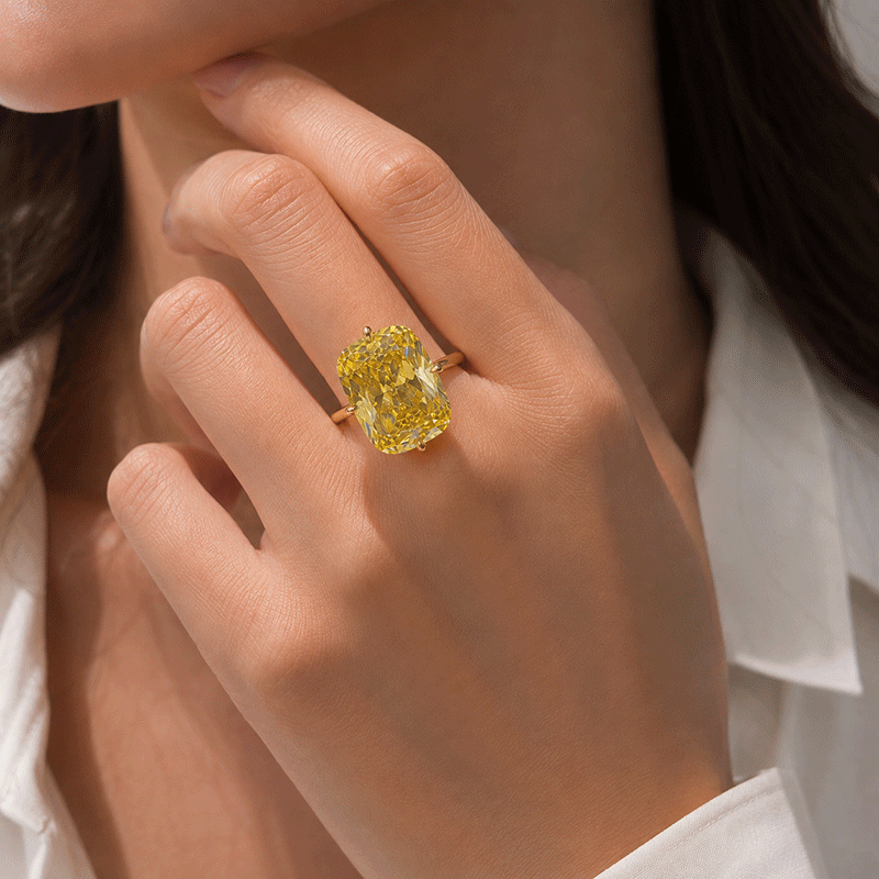 5ct Cushion Cut Yellow Sapphire Solitaire Ring