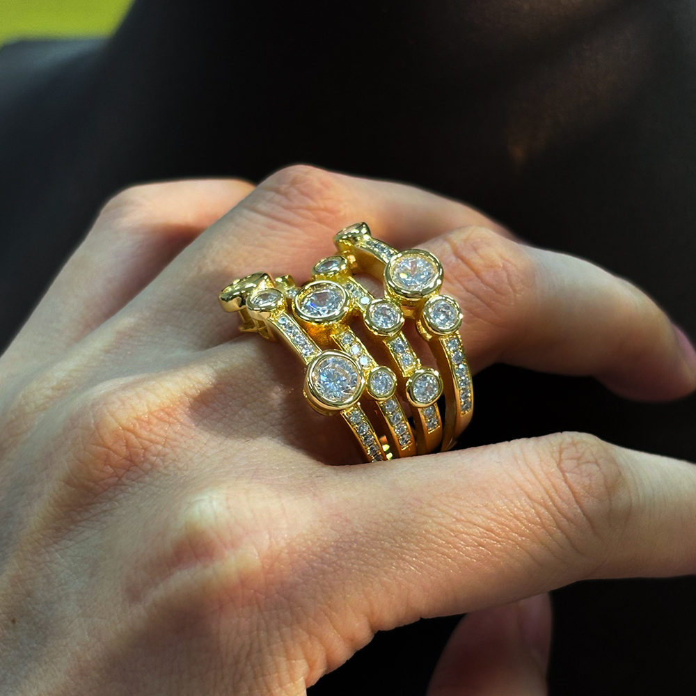 Multi Row 6.25ct Round Cut White Sapphire Wedding Band