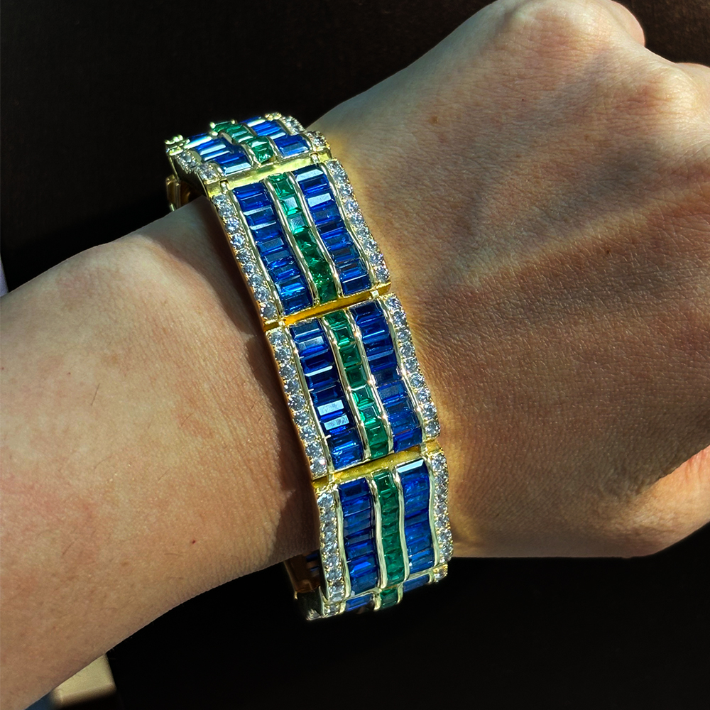 Channel Setting Three Tone Gemstone Bracelet