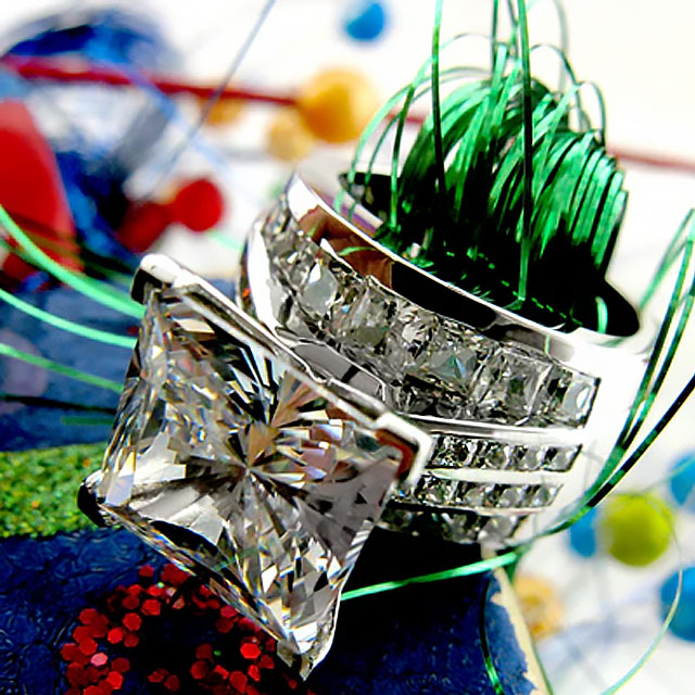 5ct Princess Cut White Sapphire Engagement Ring