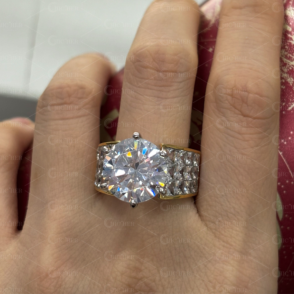 Invisible Setting 3ct Round Cut White Sapphire Engagement Ring